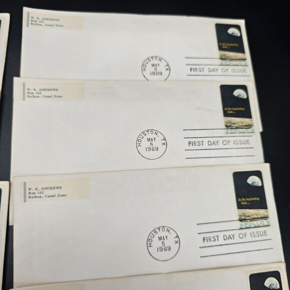 Apollo 8 First Day Of Issue Stamped Envelopes Set Of 10 Vintage 1969 LI3036 - Picture 4 of 9